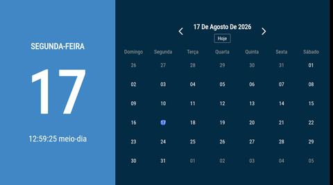 Captura de tela do template Simple Calendar