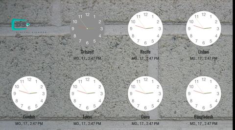 Captura de tela do template World Clocks (analog)